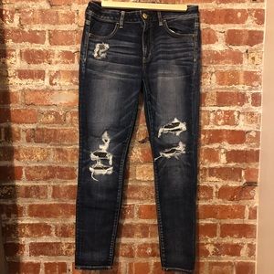 Dark Wash Ripped Super Stretch Jeggings